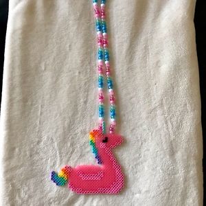 Unicorn pendant pool Floatie EDM Kandi necklace— party glow in dark black light